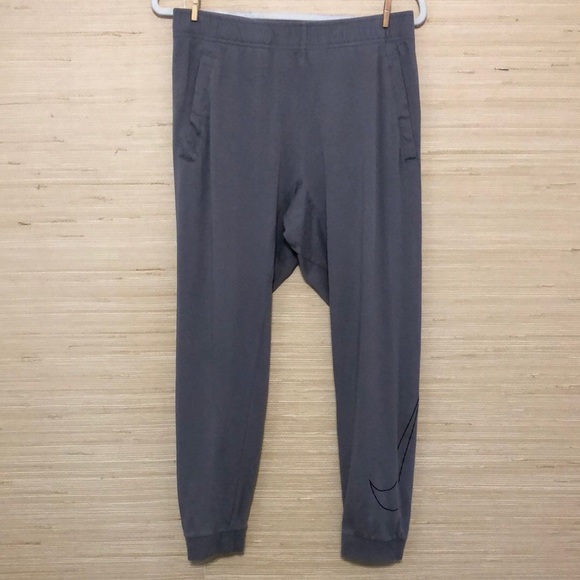 Nike Dri-Fit Gray Cuffed Jogger Training Cotton Blend Pants Medium - Picture 1 of 11